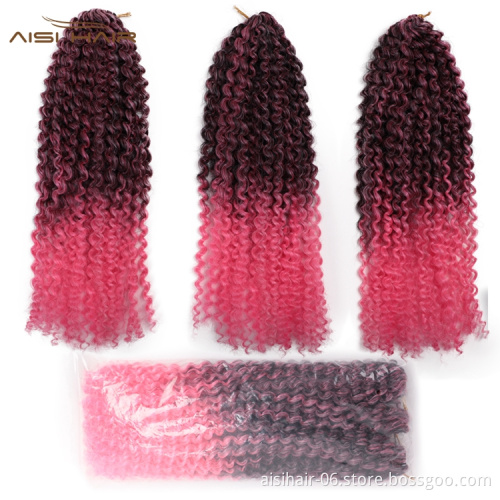 Aisi Hair Best Selling Wholesale Long Marly Bob Twisted Ombre Pink Dark Root Fiber Synthetic Crochet Braiding Hair Extensions
